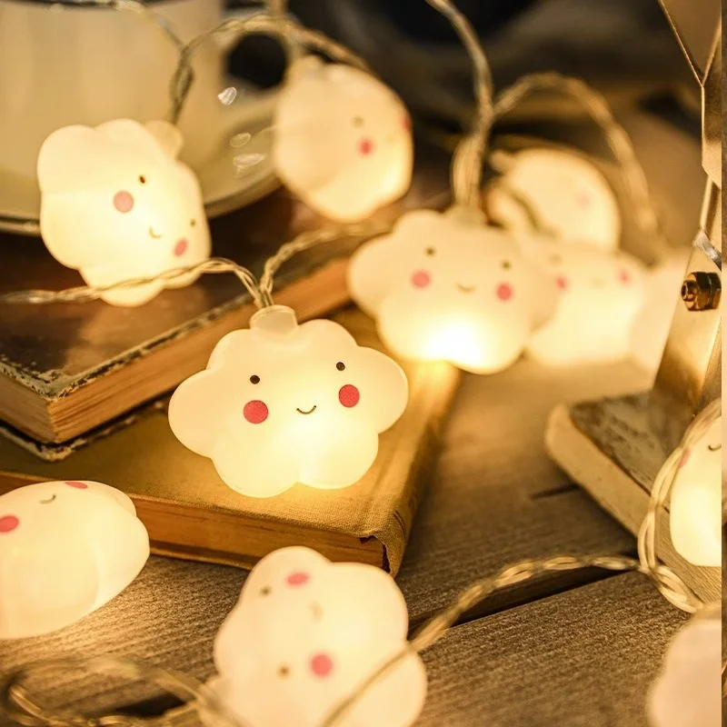 الكرتون ابتسامة سحابة LED ضوء سلسلة سلسلة الجنية ضوء بطارية للأطفال غرفة الديكور داخلي حفل زفاف الديكور