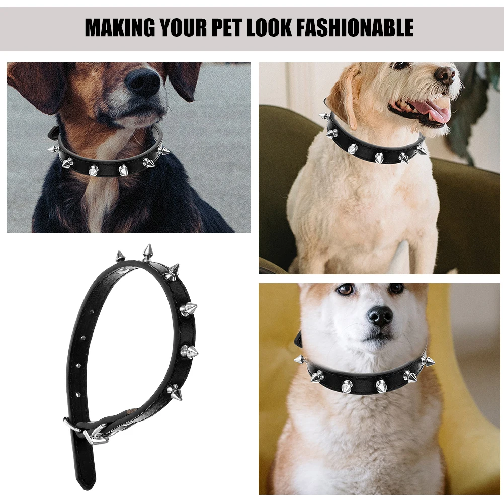 

Durable Pet Dog M Size 2cm Black Adjustable Lightweight Punk Studs Dog Walking Accessories