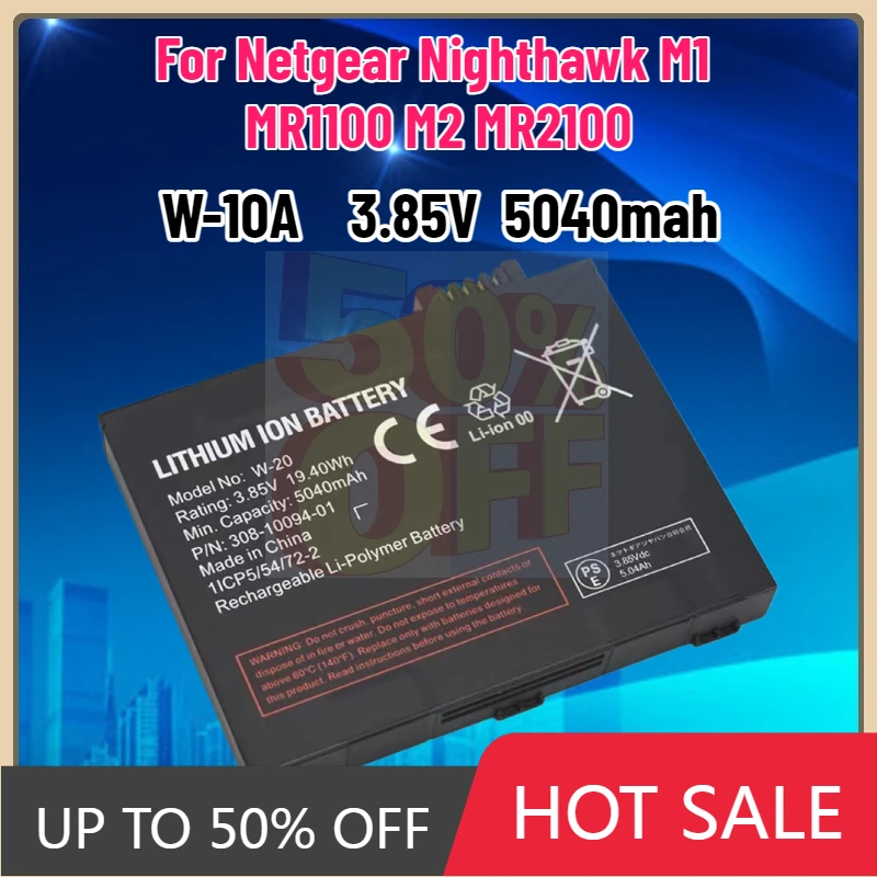 

NEW 5040mAh 3.8V Battery Rechargeable Li-ion Phone Battery for Netgear Nighthawk M1 MR1100 M2 MR2100 W-10A