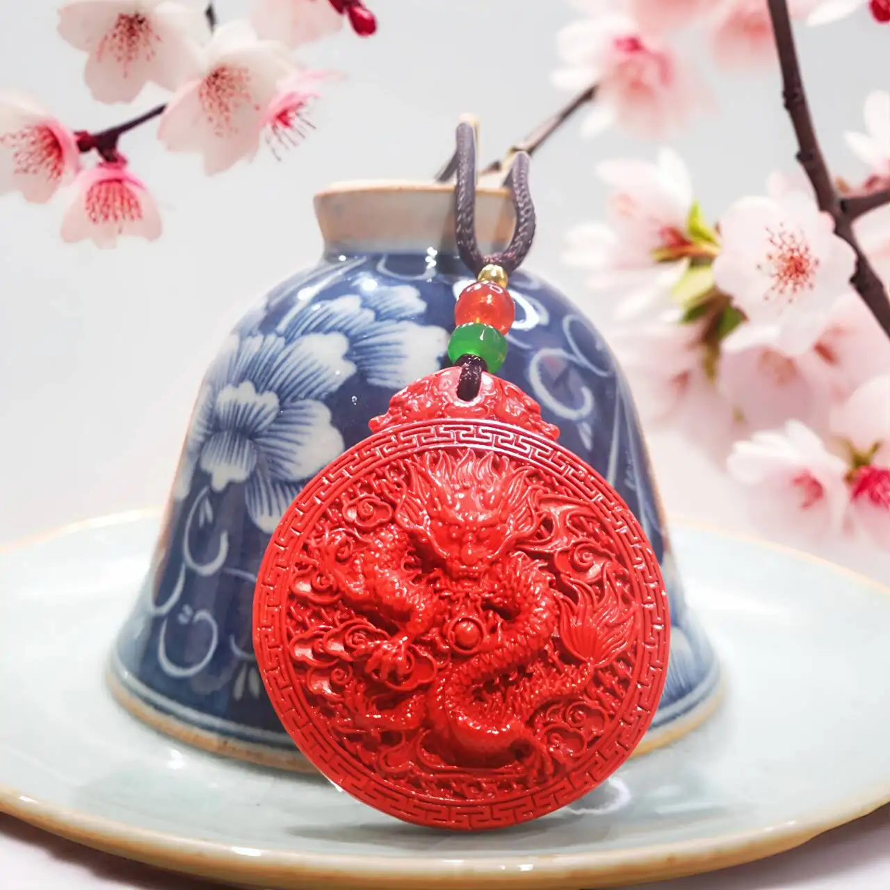 Oriental Zodiac Dragon Lucky Charm Pendant Vermilion Red Amulet Mean Protection Fortune Qipao Bag Clothes Accessories