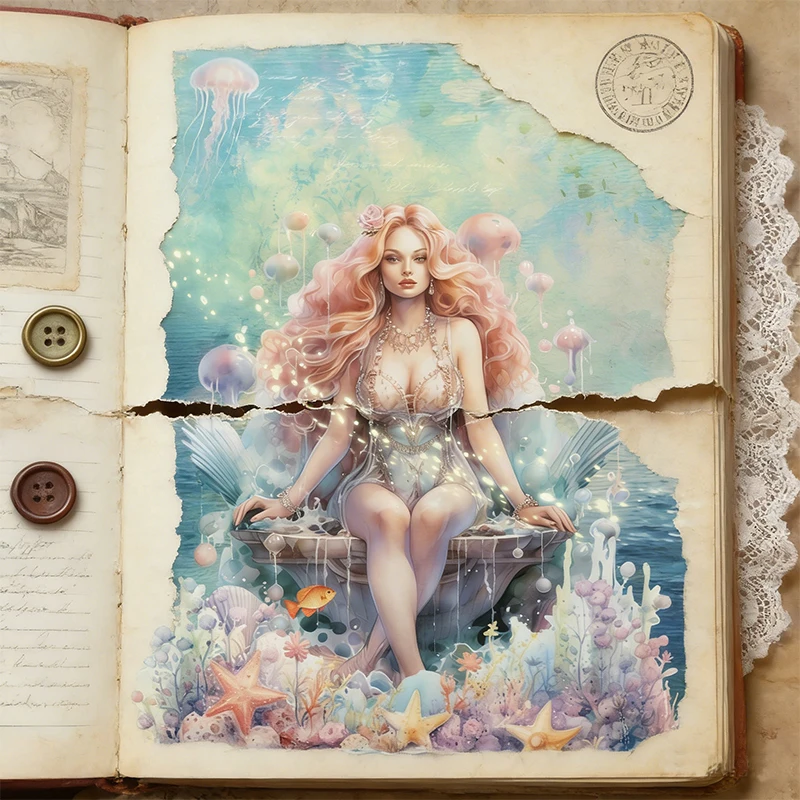 Rice Paper Original Design The Little Mermaid Retro Scrapbooking Decoration Papers DIY 2026 Vintage Junk Journal Crafts view 2