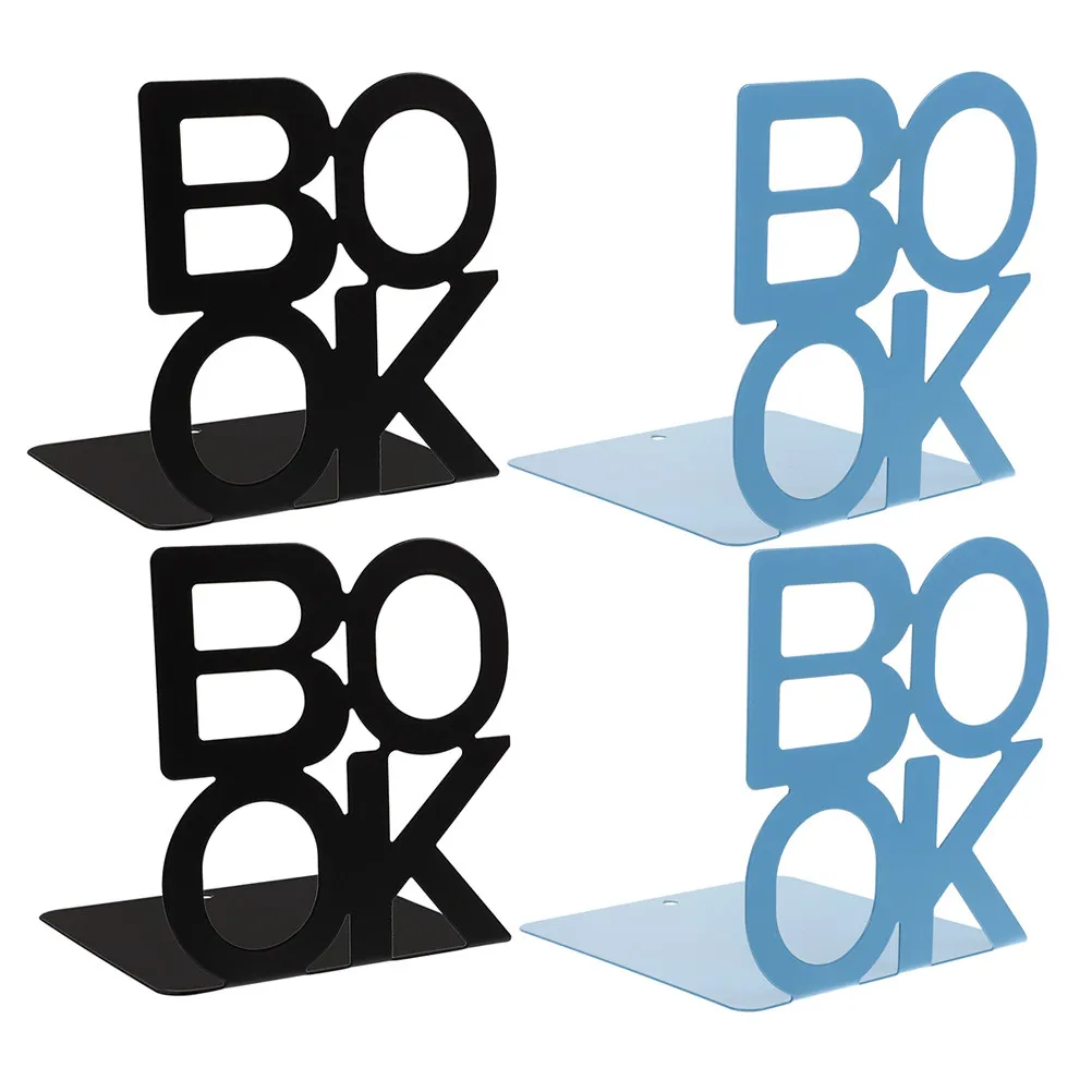 Carbon Steel Bookends 4 Pack Heavy Duty Book Holders for Home Office School Shelves and Large Books