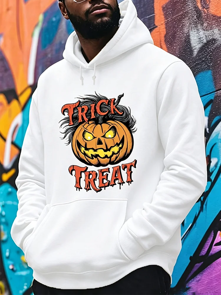 Sudadera capucha estampado tres calabazas de Halloween malvadas estilovintage fuente goteante unisexoversizestreetwear Halloween