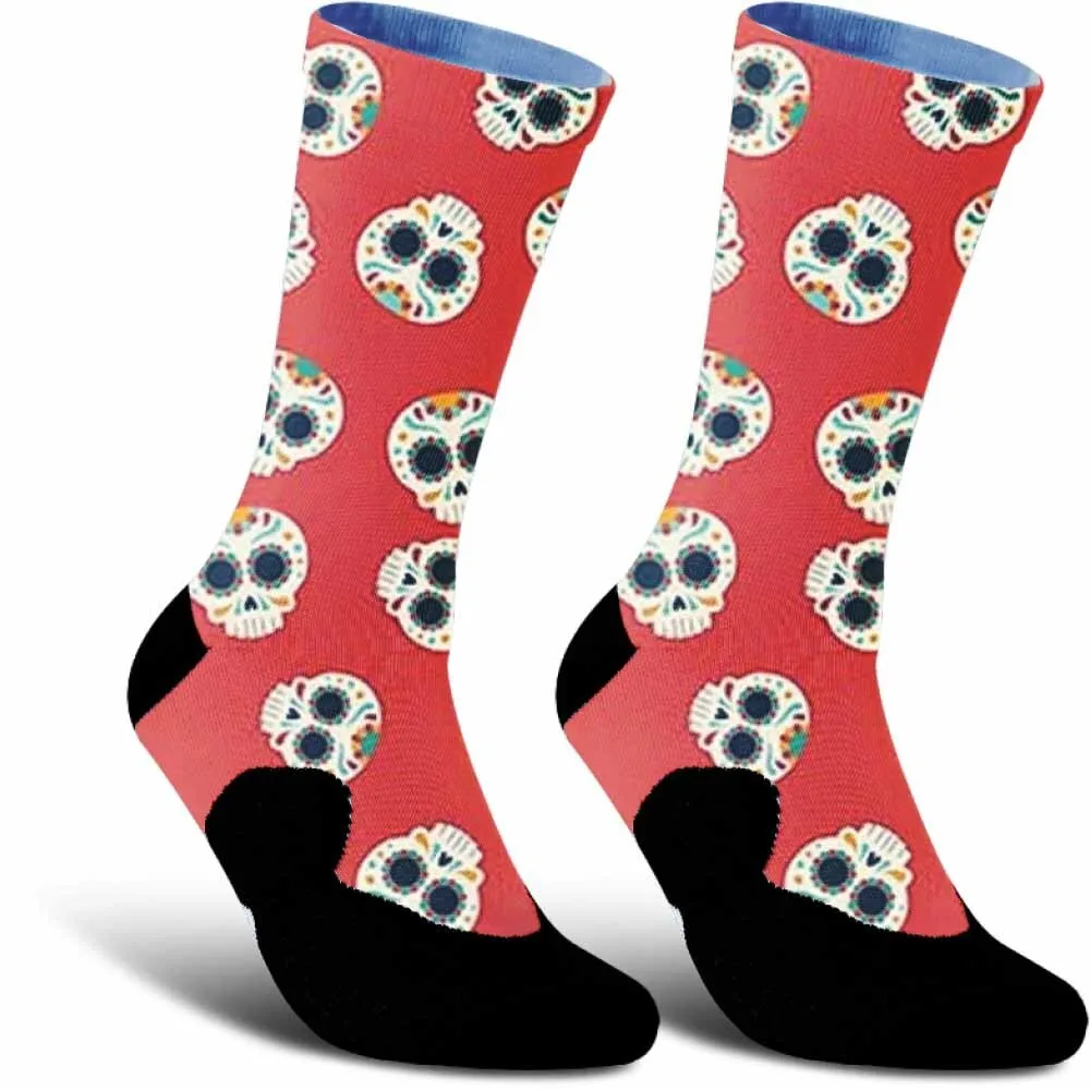 Personalized skull pattern cycling socks, moisture absorbing, breathable, tightly fitting, suitable for both men and women