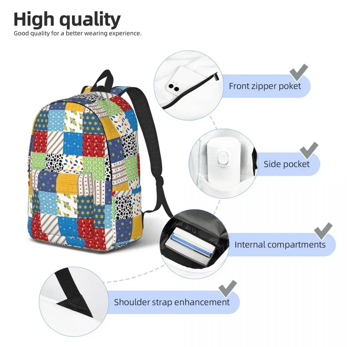 حقيبة ظهر قماشية كاجوال لحاف غرفة آندي خفيفة الوزن ومتينة للاستخدام اليومي والمدرسة والسفر