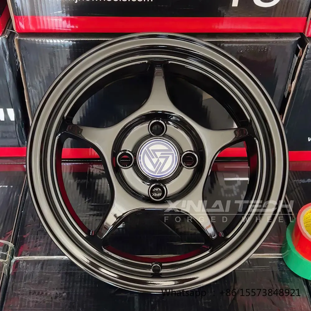 Black Chrome Mirror 5-Spoke Retro Deep Dish Forged Wheels 4x100 15 16 Inch for   AE86 MX-5 JDM Show Car Build