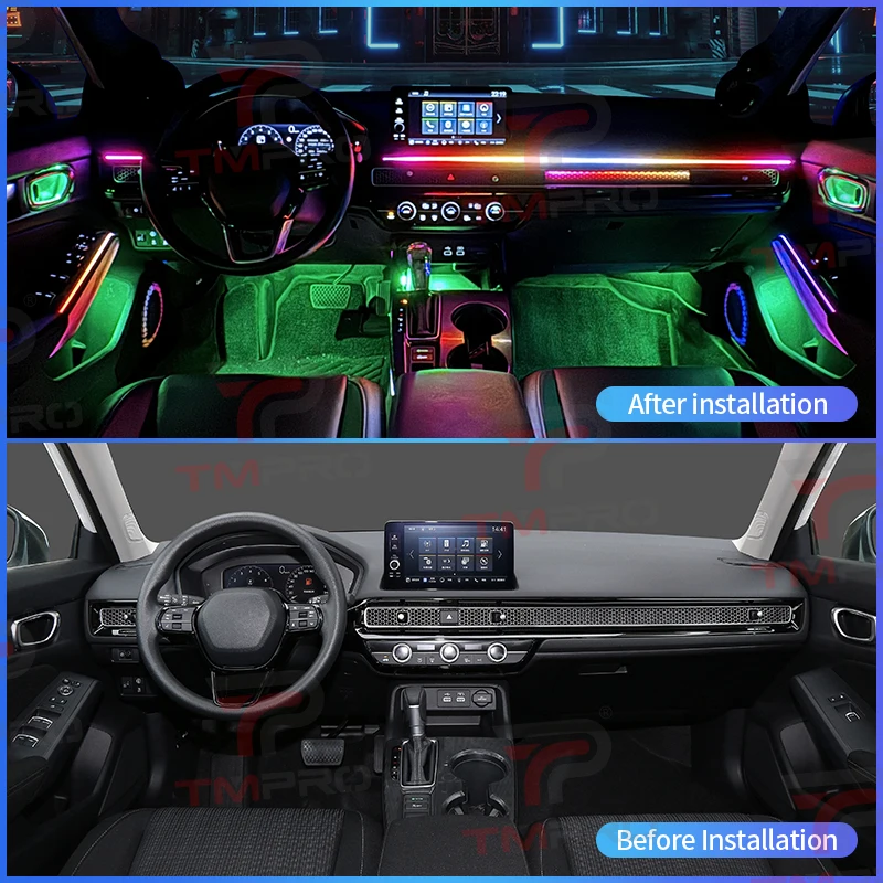 TMPRO Car Ambient Lights For Honda Civic 2022-2024 Automotive Interior Decoration 64 Colors LED Safety assistance systems