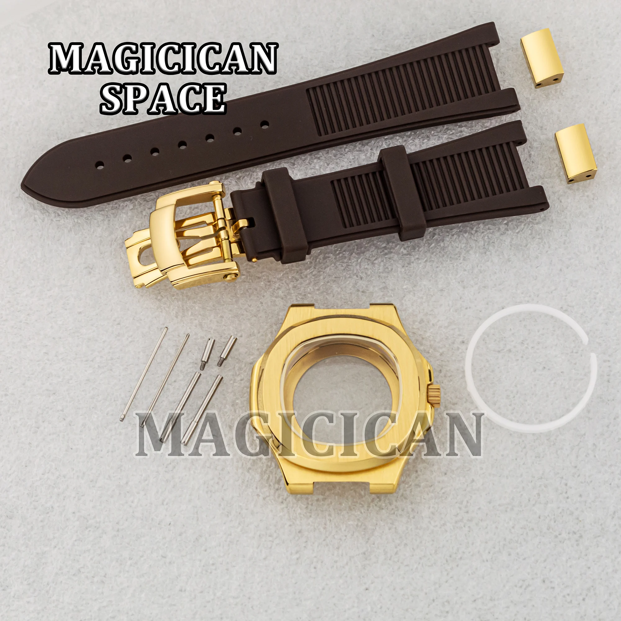 NH35 Watch Case Rubber Strap Sapphire Crystal 10ATM Waterproof 41mm Case for Nautilus Watch Mod Parts fit NH35/NH36 Movement