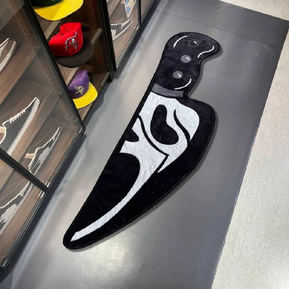Skeleton Knife Floor Mat Bedroom Room Decor Soft Soundproofing Bedside Foot Mat Halloween Horror Carpet Festival Decoration