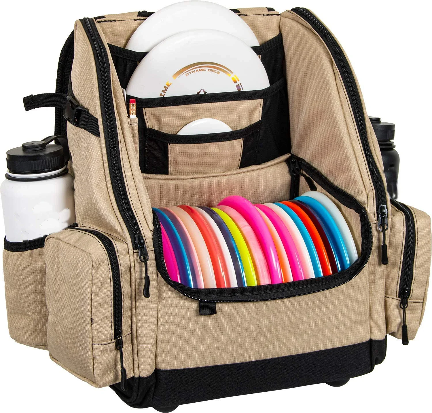 Backpack grip Disc Golf Bag 20  Capacity Two Deep Storage Pockets Two Water Bottle Holders  Golf