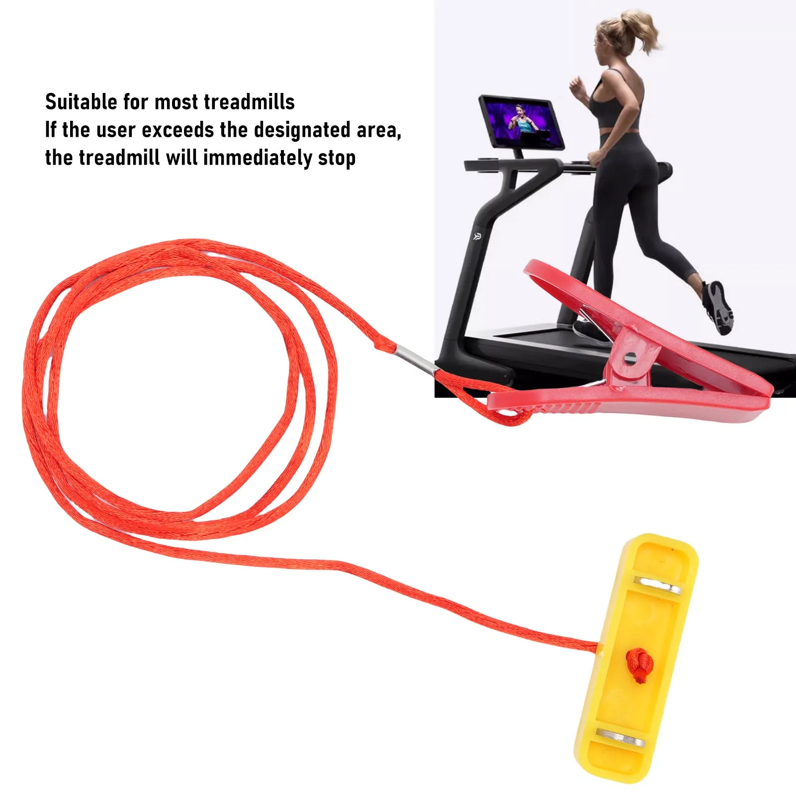 Treadmill Emergency Stop Switch 53x16mm Rectangular Dual Insert Treadmill Safety Key with Clamp 2 Pcs Treadmill Stop Start Key