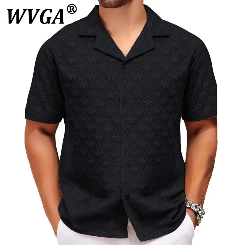 

WVGA Summer New Man Tide High Street Топы с кубинским воротником с тиснением Модный дизайн Нишевые шикарные повседневные рубашки с короткими рукавами Ins W11670