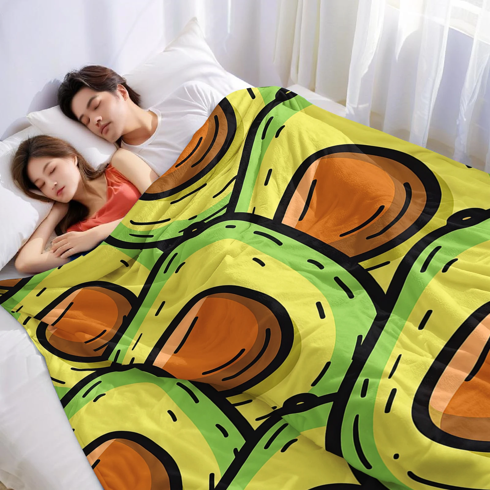 Avocado Pop Lightweight Microfiber Soft Christmas Fleece Blanket Warm Cozy Throw for Bed Sofa Office Travel All Season