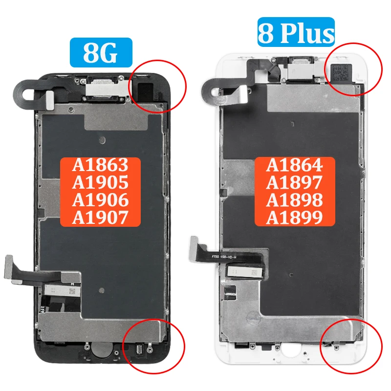 Full LCD Screen For iPhone 8 Plus Display Touch Screen Assembly With Home Button+Front Camera A1863 A1864 Digitizer Replacement