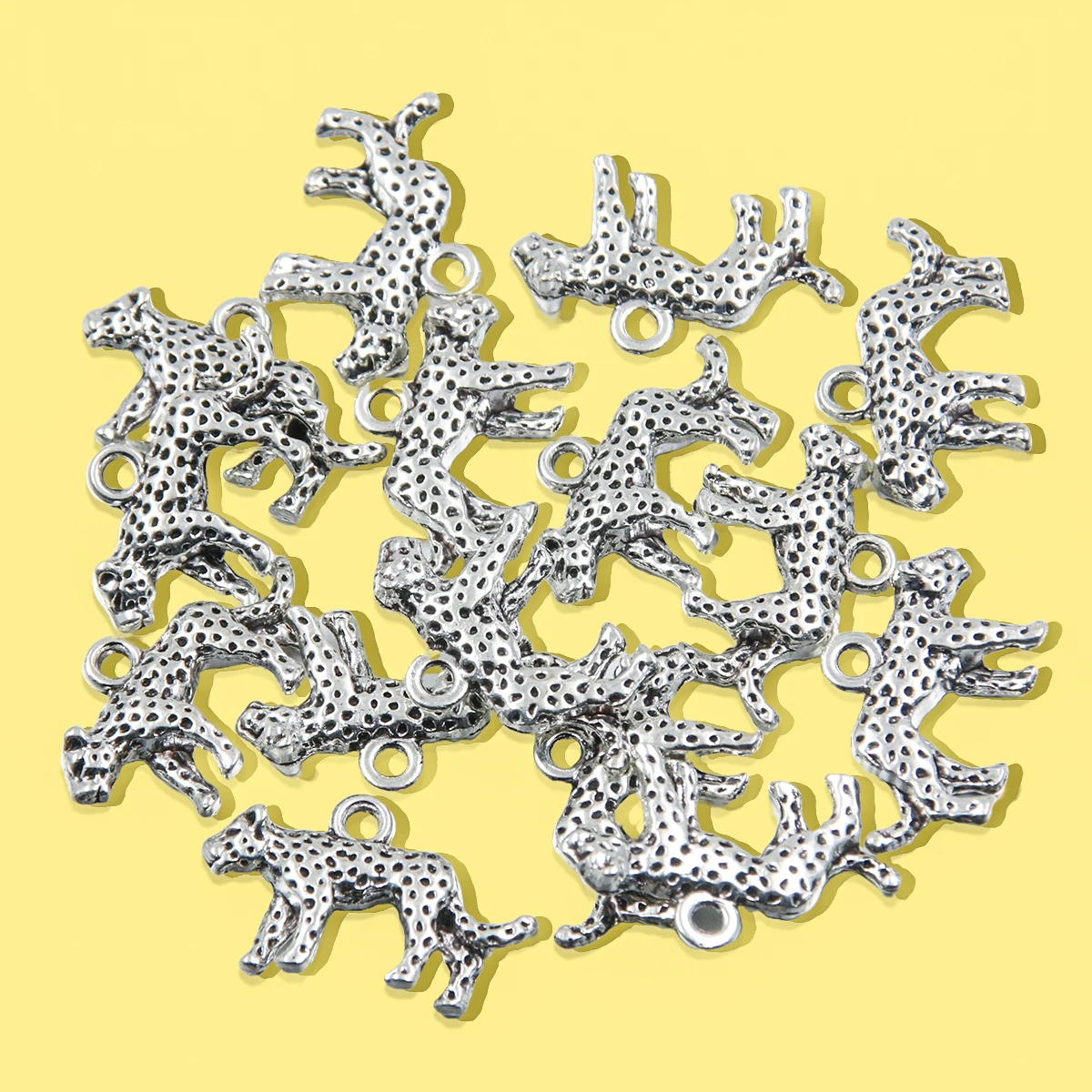 10PCS 14X24mm Metal Alloy 3D Animal Simulation Charms Double Sided Leopard Pendant For Jewelry Buckle Making DIY Handmade Craft