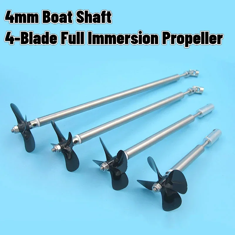 4mm RC Boat Shaft L10/13cm StainlessSteel Shaft+Shaft Sleeve+4 Blade Full Immersion Propeller+Coupling-A/Cardan Joint-B+Prop Nut