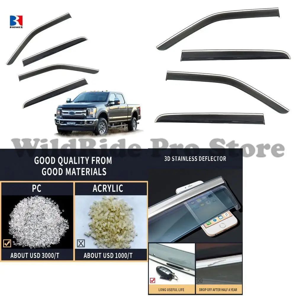 

1 комплект для FORD F250 350 450 550 2017, высококачественный инжекторный ПК, автомобильный дефлектор, оконный козырек