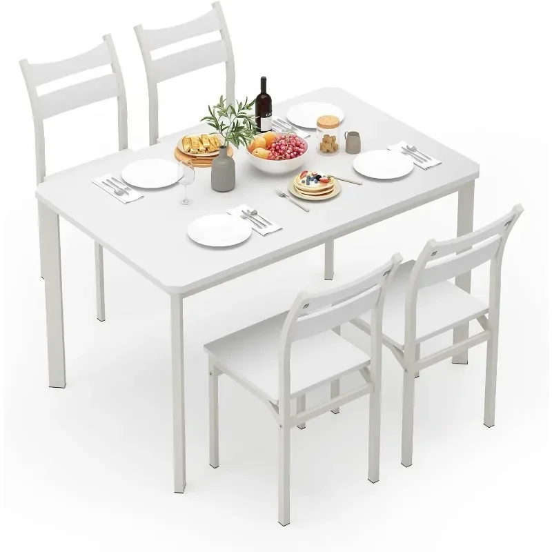 Premium Dining Table Set for 4 Wood Kitchen Table Chairs Set of 4, Classics Dining Table and Chairs, 5 Piece Dining Set