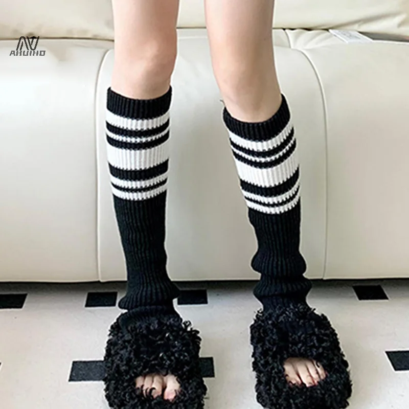 Lolita Leg Warmers Women Korean Autumn Winter Knitted Foot Cover JK Long Socks Y2k Punk Gothic Leggings Socks Boot Cuffs