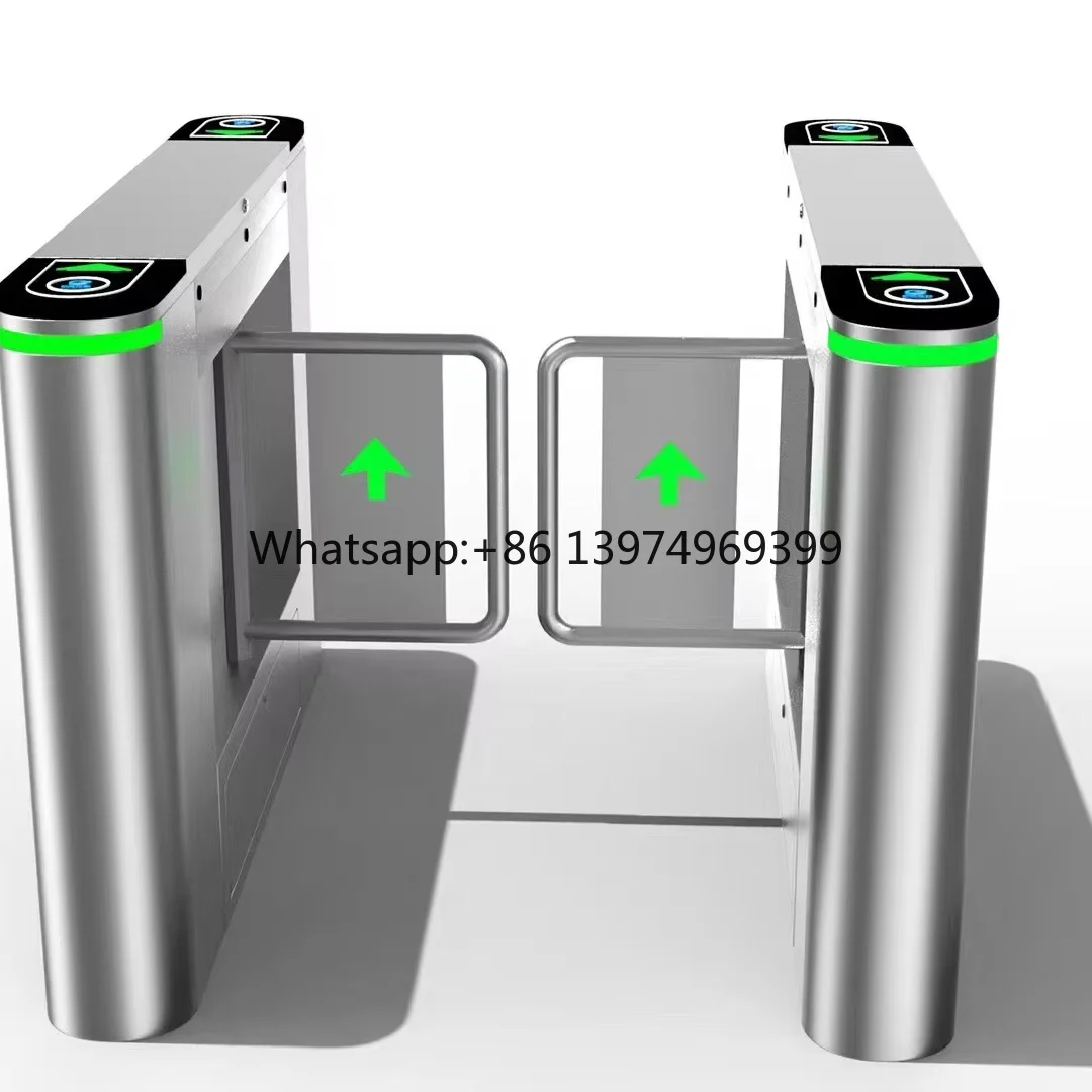 Tubular 304 Stainless Steel Cylindrical Shape Wide Opening Passage Pedestrian Access Control System Swing Arm Turnstile Gate