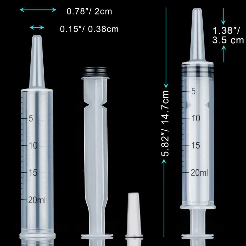 20ml 60ml Without Needle Syringe Measuring Tool Hydroponics Oil Pump Pet Medicine Feeder Plastic Reusable Nutrient Syringe