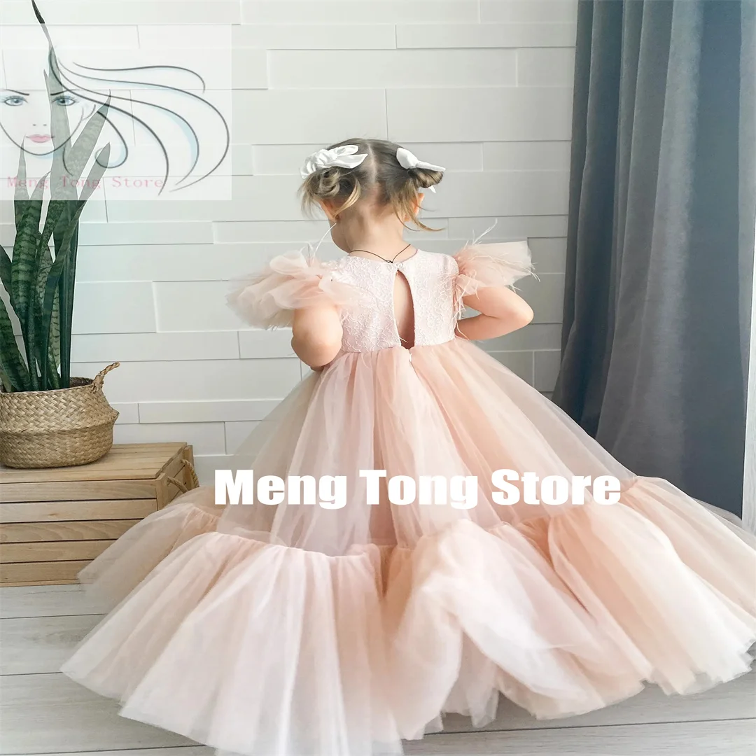 

Lovely Baby Blush Flower Girl Dress Junior Bridesmaid Tutu Lace Pageant Birthday Gift First Communion Gowns Evening Dresses