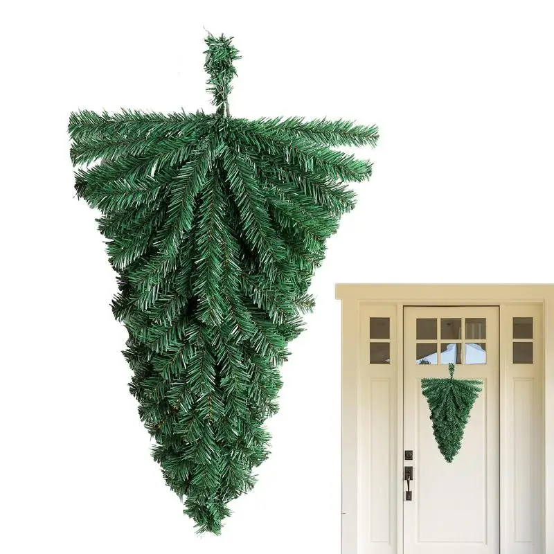 Upside Down Artificial Christmas Tree Reusable Artificial Door Hangings Decorations Artificial PVC Fade Resistant Christmas Door