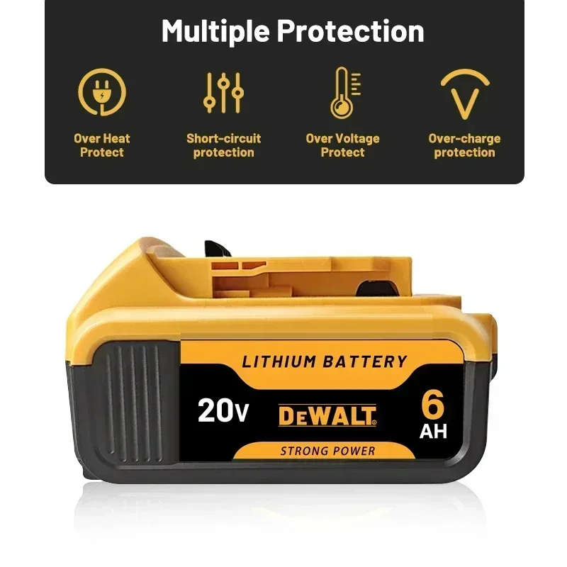 100% oryginalny akumulator litowo-jonowy Dewalt 20 V, zapewnienie jakości, zamiennik DCB202, DCB203, DCB205, DCB609, DCB612