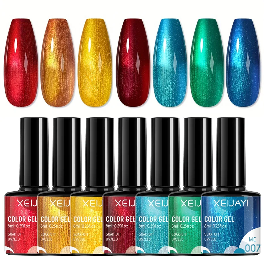 XEIJAYI-Verhéritage à Ongles en Gel D.lique, 7 Couleurs, Rouge, Rose, Émail, UV, LED, Semi-Continu, Paillettes, Art Professionnel pour Manucure