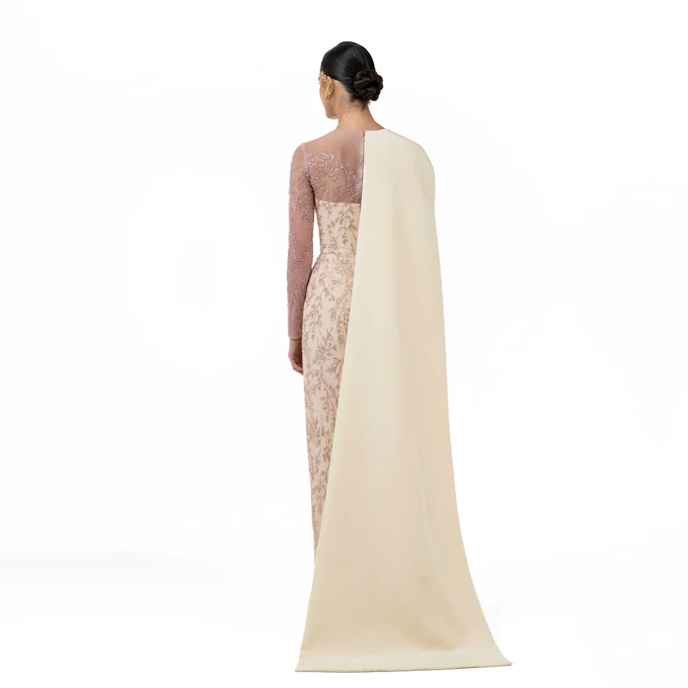 Robes de soirée longues personnalisées élégantes col rond Occasion formelle robes de bal perle cristal longueur de plancher robes de bal 2025