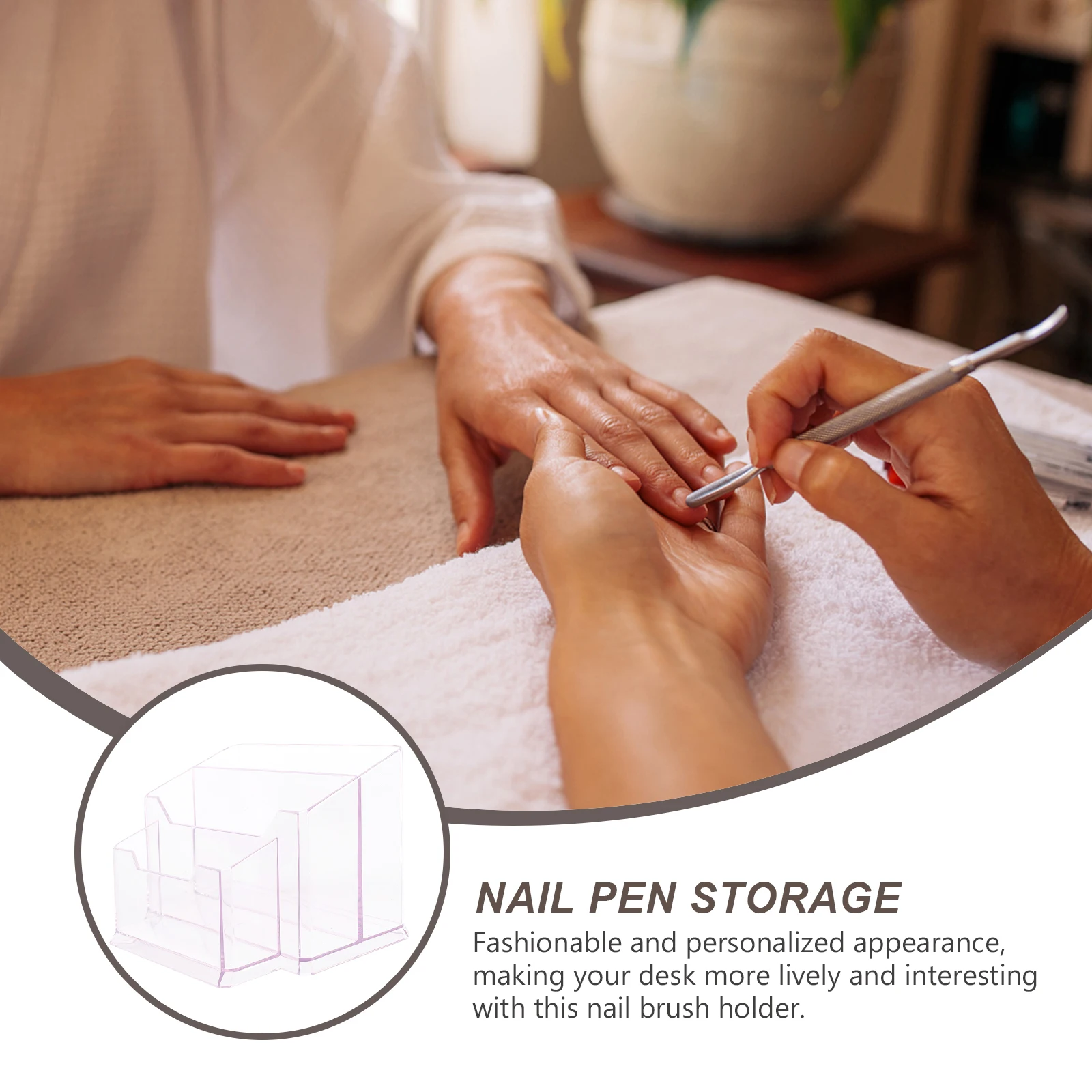 

Sturdy Nail Brush Holder Makeup Brush Organizer Thickened Bottom Multiple Compartments Makeup Storage Desk Organizer