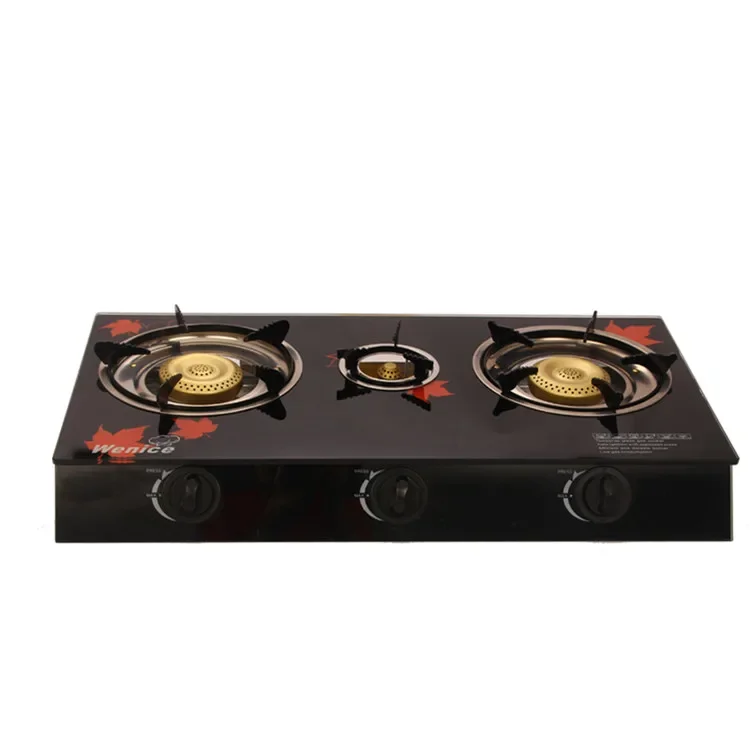 OEM auto ignition home use kitchen appliances China wholesale gas stove cooktop 3 burner tempered glass gas stove