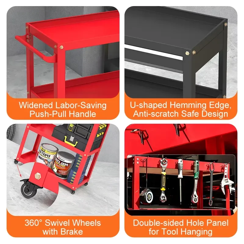 Heavy Duty 3 Layer Metal Tool Cabinet with Lock Anti Theft Storage Box for Car Repair Workshop Garage Organizer Holds 200kg
