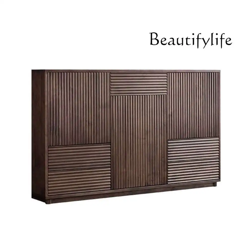 

Nordic modern simple solid wood porch cabinet dining high cabinet against the wall storage cabinet living room