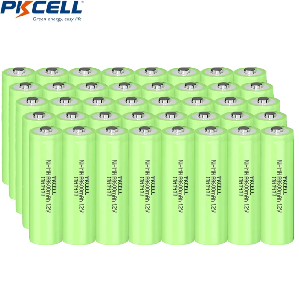 

40PCS PKCELL AA 600mAh 1.2V Precharged NIMH Rechargeable Batteries Ni-MH 600mAh Battery For Garden Solar Light