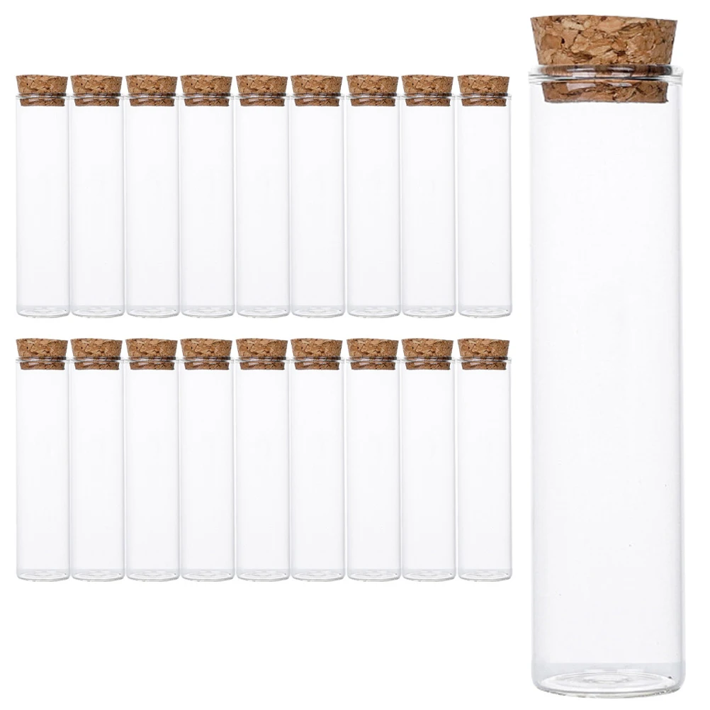 

Zerodeko 20pcs Clear Glass Wishing Bottles Small Corked Vials for Specimen Display Storage Craft Decor Wood