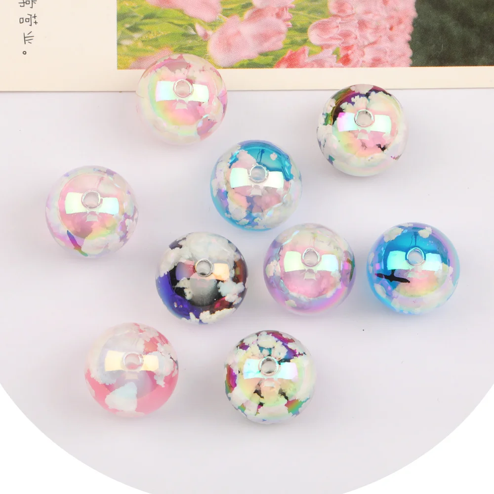 Cordial Design 50Pcs 20*20MM DIY Resin Beads/Round Shape/Luminous Effect/Jewelry Accessories/Hand Made/Cloud Beads #16585