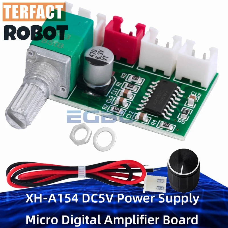 1~10PCS XH-A154 DC5V Power Supply Micro Digital Amplifier Board Module PAM8403 Speaker Amp Module With Knob 3W+3W