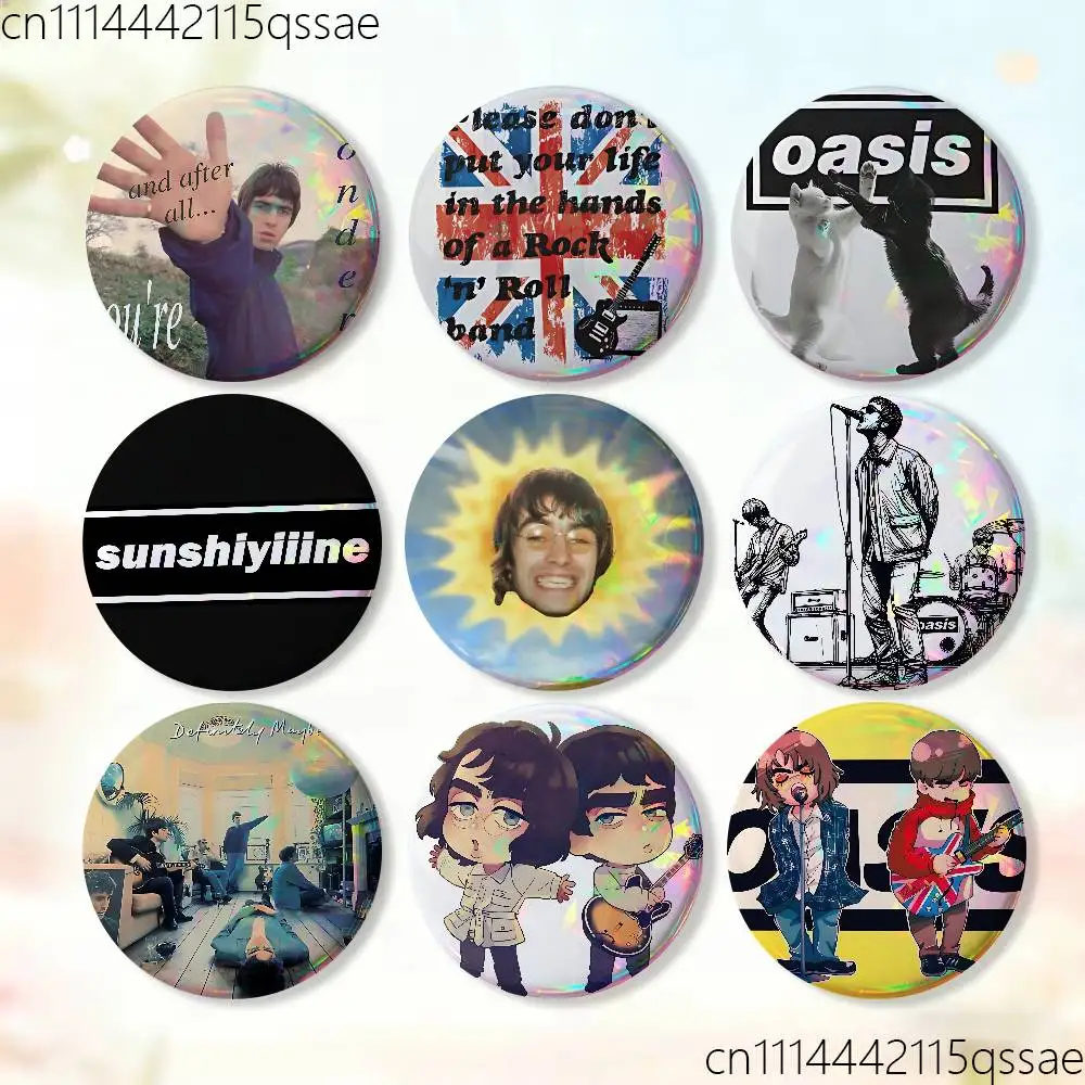 O-Oasis Band Badges Button Round Creative Pin Brooch Badge Bag Decor Accessories Fans Collect Friends Gifts