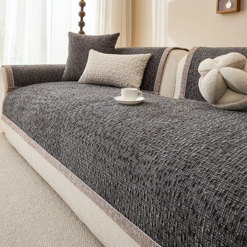 1pcs Minimalist Chenille Sofa Cover Soft Thicken Couch Pad All Season Universal Anti Slip 1/2/3 Seat Straight Couch Slipcover