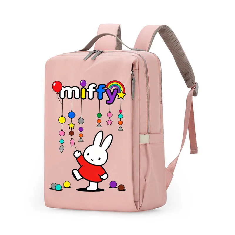 

Cartoon Miffy Backpack Male and Female College Student Backpacks Large Capacity Commuter Shock Absorber 15.6-Inch Laptop Bag