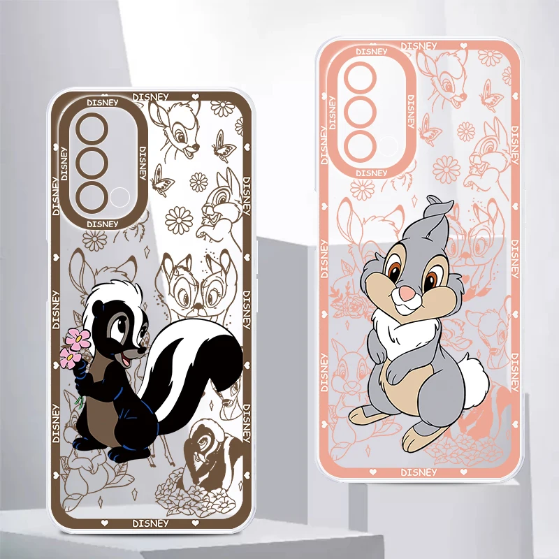 Thumper Disney Cute Bambi Angel Eyes For Oppo A98 A78 A94 A76 A74 A73 A54 A53 2020 Reno 8 7 6 5 5G Transparent Phone Case