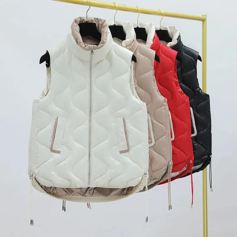 2023 New Ladies Fashion Casual Autumn Winter Coat Women\'s Sleeveless Vest Short Jacket Solid Korea Female Waistcoat Outerwear