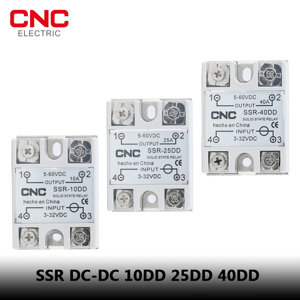 

CNC Solid State Relay SSR 10DD 25DD 40DD DC Control DC White Shell Single Phase With Plastic Cover Input 3-32V Output 5~60V