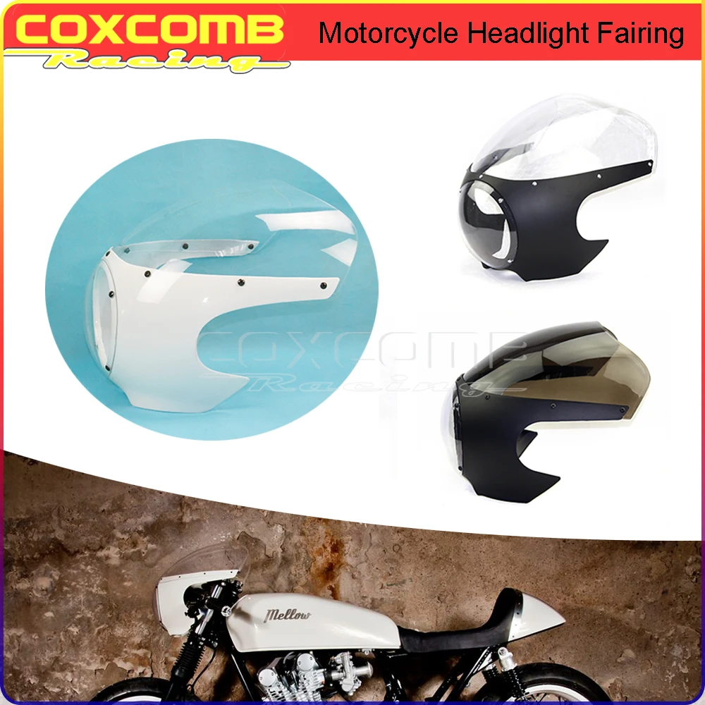 

Cafe Racer Viper Racing 5.75" Front Light Fairing Retro Club 5 3/4" Headlight Fairing Cowl for Harley Chopper Scrambler Dyna