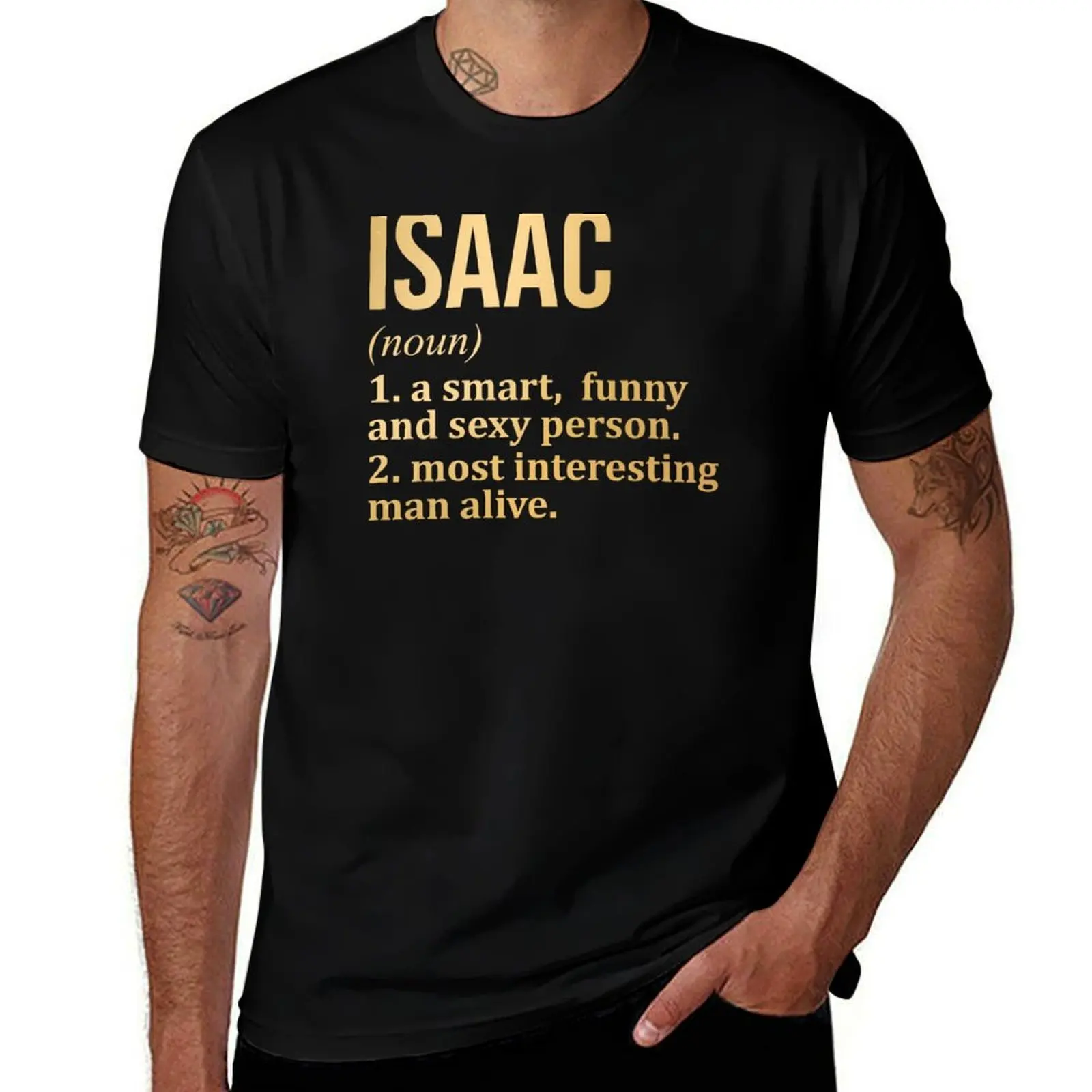 Isaac Name Definition in Gold T-Shirt Casual Daily Wear Short Sleeve Top T-Shirt