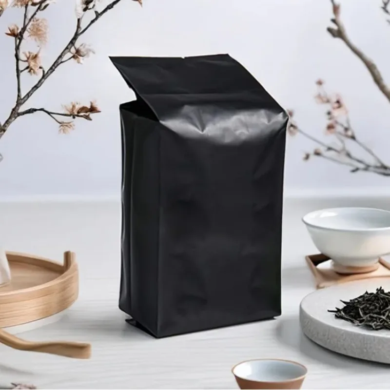 50 قطعة من أكياس رقائق الألومنيوم السوداء غير اللامعة مع أكياس جانبية، قابلة للغلق بالحرارة للقهوة والماتشا والوجبات الخفيفة DIY وتخزين المواد الغذائية الجافة