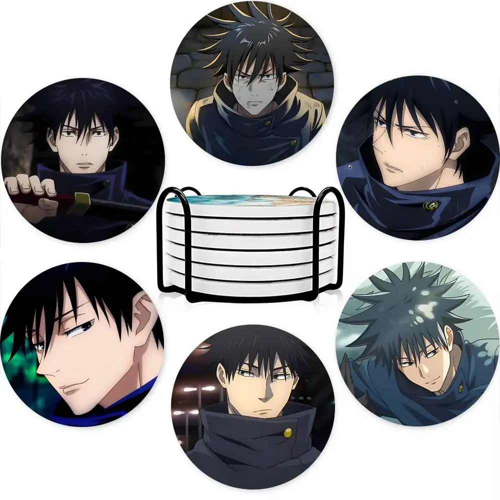 1pc Anime Cartoon Megumi Fushiguro Wooden Coaster Colour Printing Cup Mat Home Desk Decoration Gifts