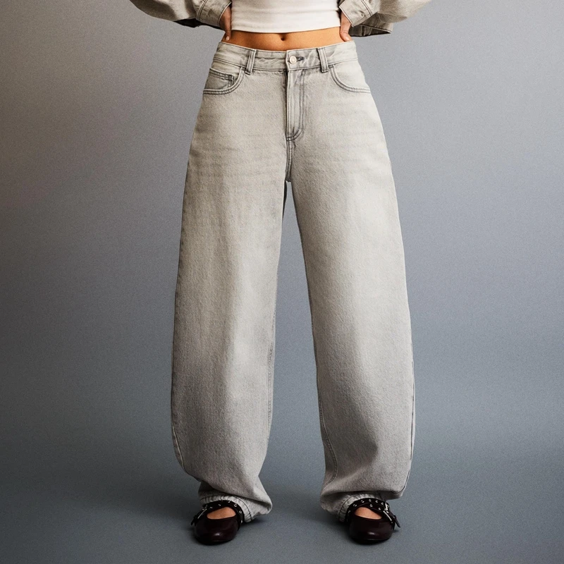 Combhasaki Women Vintage Retro Loose Fit Jeans Trousers Button Low Waist Denim Harem Long Pants with Multi Pockets Streetwear