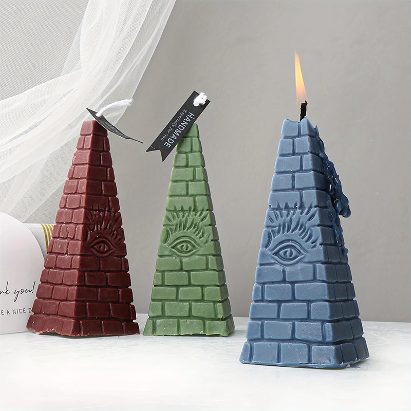 1 Piece, Triangular Brick Wall Candle Mold, Long Pyramid Candle Mold, Silicone Aromatherapy Gypsum Ornament